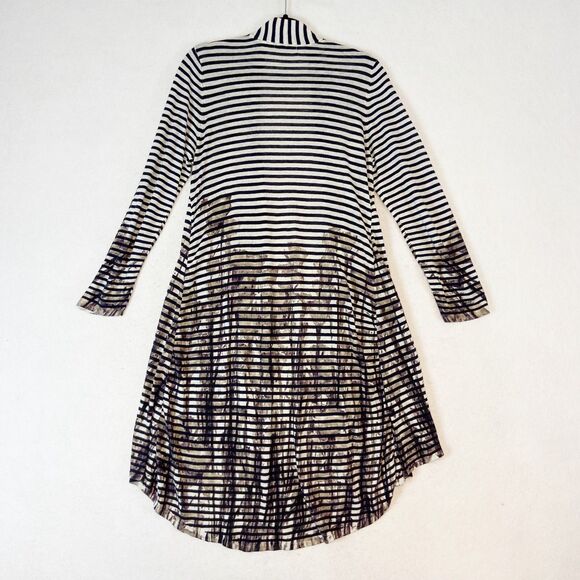 Nic Zoe Duster Cardigan Size‎ M Striped Floral Linen Blend Hi Low Lightweight - Picture 4 of 7